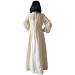 Vtg OOAK Lace Wedding dress scalloped sheer high neck & empire waist medium White Photo 3