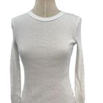 Enza Costa Scalloped Long Sleeve Crew Tee Shirt Top in White Size Small Photo 4