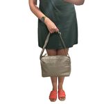 Perlina NEW  NEW YORK Taupe Satchel Leather Bag Photo 6