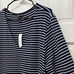 NWT Long Tall Sally Striped Navy and White Stretch Jersey Knit Dress Photo 4
