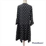 Garnet Hill Black White Long Sleeve Flowing Dress With Pockets Size 14 Photo 2
