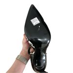 NWT AREA NYC Pointy Toe Canvas Crystal Patent Leather Orsay Heels Sz 9 Black Photo 3