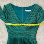 Mac Duggal  26542 Pleated Satin Long Sleeve V-Neck Gown Emerald Green 4 Photo 9