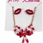 Betsey Johnson Lips Earrings & Candy Cane Necklace Photo 3
