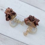 Vintage Screw Back Earrings Brown Natural Vibes Boho Photo 7