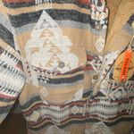 Free Planet  Aztec Boho Western Flannel Jacket Brown Sherpa Shacket cabincore Photo 9