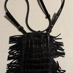 Maje Embossed Leather Adjustable Black Crossbody Phone Case Photo 0