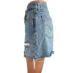Levi's Blue Light Wash Distressed Cut Off High Waisted Denim Jean Skirt Size 25 Photo 1