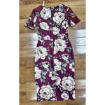 ASOS NWT  Burgundy Southern Floral Career Dress Size 2 Cottagecore Classic Fall Photo 4