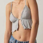 Urban Outfitters NWT  Lettuce Trim Gray Clasp Front Bralette Cami Size Medium Photo 0