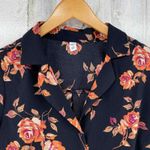 BP Brass Plum Button Front Shirt Womens Small Black Floral Polyester Wide Sleeve Size undefined Photo 2