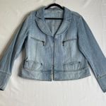 Y2K Jeanology Womens 18 Full Zip Denim Jacket Patch‎ Pockets Retro Funky Preppy Blue Photo 0