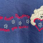 VTG Vintage Dog Sweatshirt Blue Red Patch Jeweled Grandma Large Photo 7