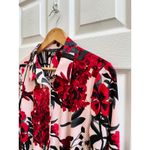 Tommy Hilfiger  Pink Red Black Floral Print Button Down Career Blouse Size Medium Photo 8
