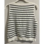 J.Crew  Henley Crop Sweater Tank in Black Stripe Merino Wool & Linen Blend sz M Photo 2