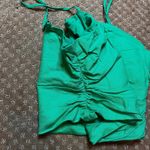 EXPRESS  Kelly Green Linen Tank Top SZ M Crop Holiday Xmas Vacation Dressy Lined Photo 1