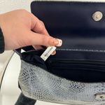 Vintage 90s Y2K Dusty Blue Snakeskin Print Fold Over Flap Rectangle Shoulder Bag Photo 10