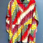 Lane Bryant WO SIZE 14/16 SHEER BOX PONCHO TOP DRAWSTRING WAIST VIBRANT … Photo 0