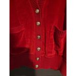 Liz Claiborne Sport Red Velvet Cardigan, Women's Medium Button Up, Knit Trim Photo 4