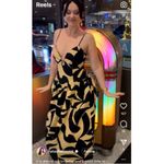 Mon Renn Surreal Midi Dress Tropico Print Red Medium Drop Waist Cotton Vacation Photo 14