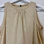 Women’s Crewneck Tiered Ruffle Back Tie Tank Tan Size Small NWOT Photo 1