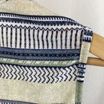 Eden & Olivia  Tan Blue & Green Striped Print Sleeveless Tie Waist Button Top M Photo 2