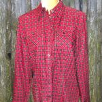 Bass heritage shirting red tartan plaid button up blouse Size M Photo 0