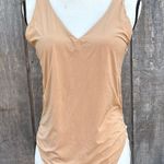Aerie NWT SMOOTHEZ by Tan w/sparkle Plunge Neck V Bodysuit Soft Stretch Size XL Photo 0