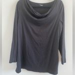 New York & Company Black Cowl Neck Long Sleeve Tee Size XL Photo 0