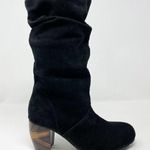 LAmour Des Pieds Pamby Black Suede Ruched Western inlaid Heel Boots womens 6 Photo 0