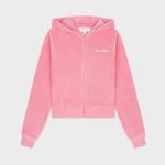 Sporty & Rich Health Ivy Velour Zipped Hoodie Pink Women’s Small Retro Sporty Photo 3