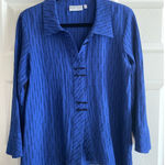 Habitat  Womens XS Blue Oversized Lagom Art To wear Top Toggle Button Asymm Photo 0