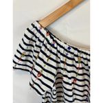 Lucky Brand Striped Embroidered Off Shoulder Top Size Medium Photo 2