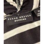 Susan Graver Striped Cotton Modal 3/4 Sleeve Oversized Cardigan Black White XS Photo 3