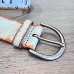 Linea Pelle Pale Green Leather And Ribbon Distressed Boho Belt Size S City Chic Photo 2