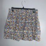 Indigo Rising Slate Blue Floral Print Ruffle Tier Elastic Waist Mini Skirt L Size undefined Photo 2