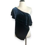 Good American  women’s large navy blue ruffle one shoulder bodysuit‎ Photo 1