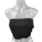 Kookai Women's Black Strapless Sleeveless Ribbed Knit Tube Bandeau Crop Top 1 Photo 0