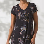 Soma Cool Nights Short Sleeve Veiled Floral Grand Black Nightgown, sz S Photo 0