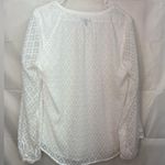 Talbots women’s white textured sheer lined long sleeve vneck blouse shirt medium Photo 5