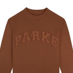 PARKE  Ribbed Varsity Mockneck Pullover in Mocha Photo 0
