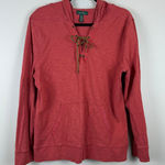 Ralph Lauren LRL Lauren Jeans Co. Hoodie Womens XL Red Lace-Up Front Athleisure Photo 0