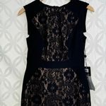 Adrianna Papell Lace Overlay Block Black Sleeveless Sheath Dress Size 4 NWT Photo 4