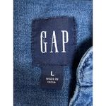 Gap Blue Floral Embroidered Scalloped Long Sleeve Button Up Denim Jean Shirt L Photo 2