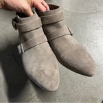 Sole Society  Grey Suede Cross Buckle Ankle Booties Size 6 EUC Photo 1