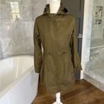 J Jill Olive Green Trench Coat Rain Jacket Removable Hood Zip Pockets Utility XS Photo 15