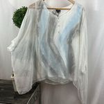 Coco + Carmen  White & Blue Print Tank & Sheer Over Blouse Top S/M Photo 0