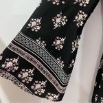 Xhilaration Long bell sleeve black and pink boho keyhole back dress with pockets size medium Photo 4