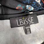 LBISSE Womens Dress Floral Short Sleeve Midi Round Neck Pullover Navy Blue 2X Photo 7