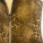 Robert Kitchen leopard print faux fur insulated vest size S/p Tan Photo 4